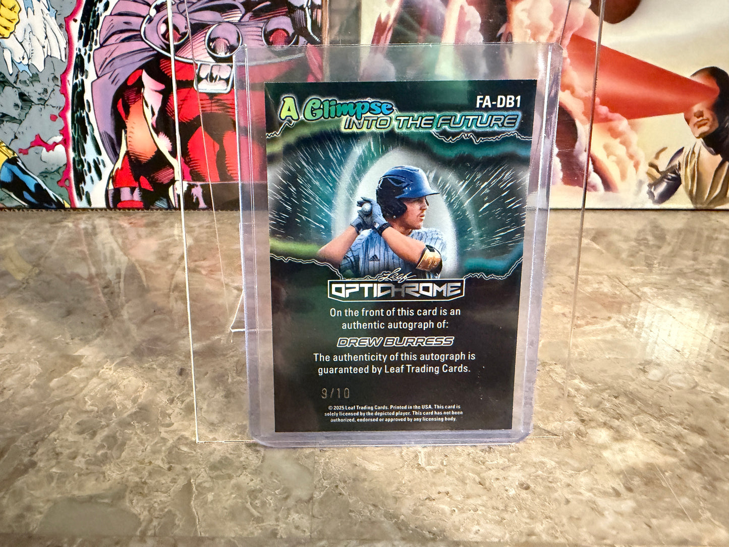Drew Burress 2025 Leaf Optichrome Baseball Glimpse Into Future Auto Silver /10