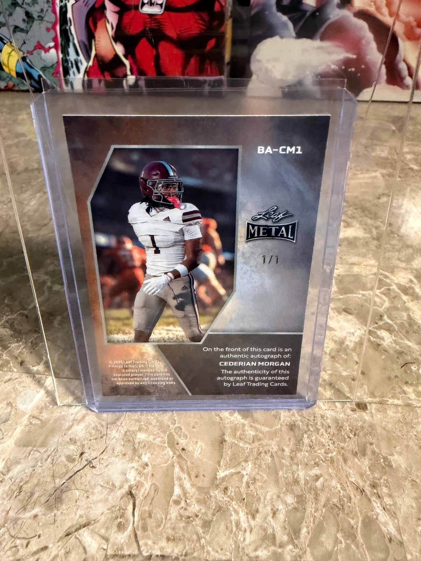 2026 Leaf Metal Football Cederian Morgan Red Flood Super Prismatic Auto