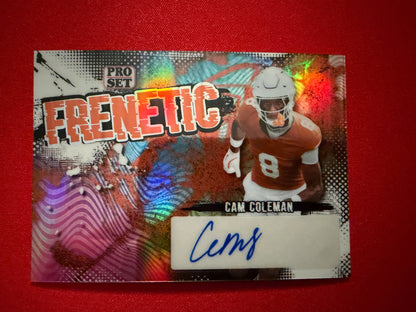 2026 Leaf Pro Set Metal Football Cam Coleman Frenetic Auto Orange Color Match 1/4