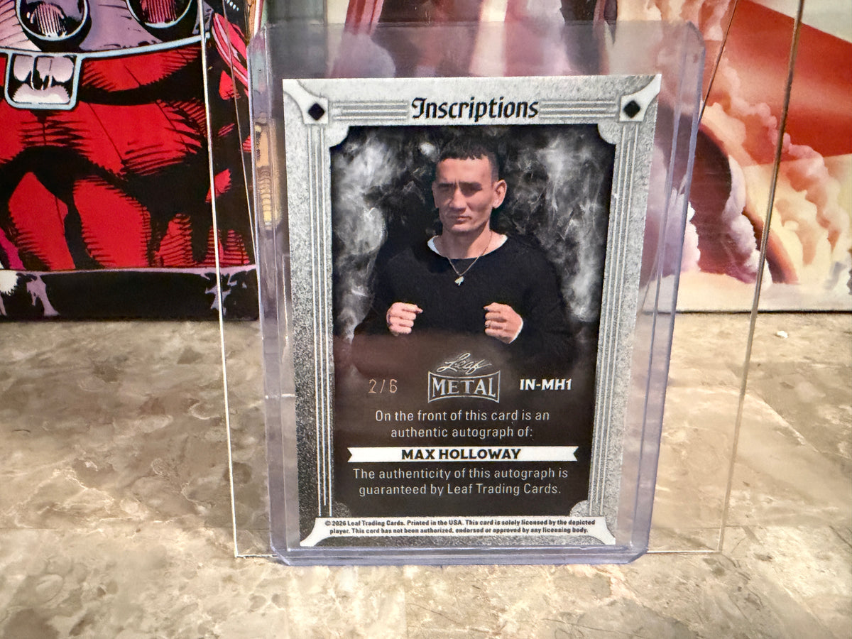 Max Holloway 2026 Leaf Metal Ring Kings Metal Inscriptions Auto Pink /6