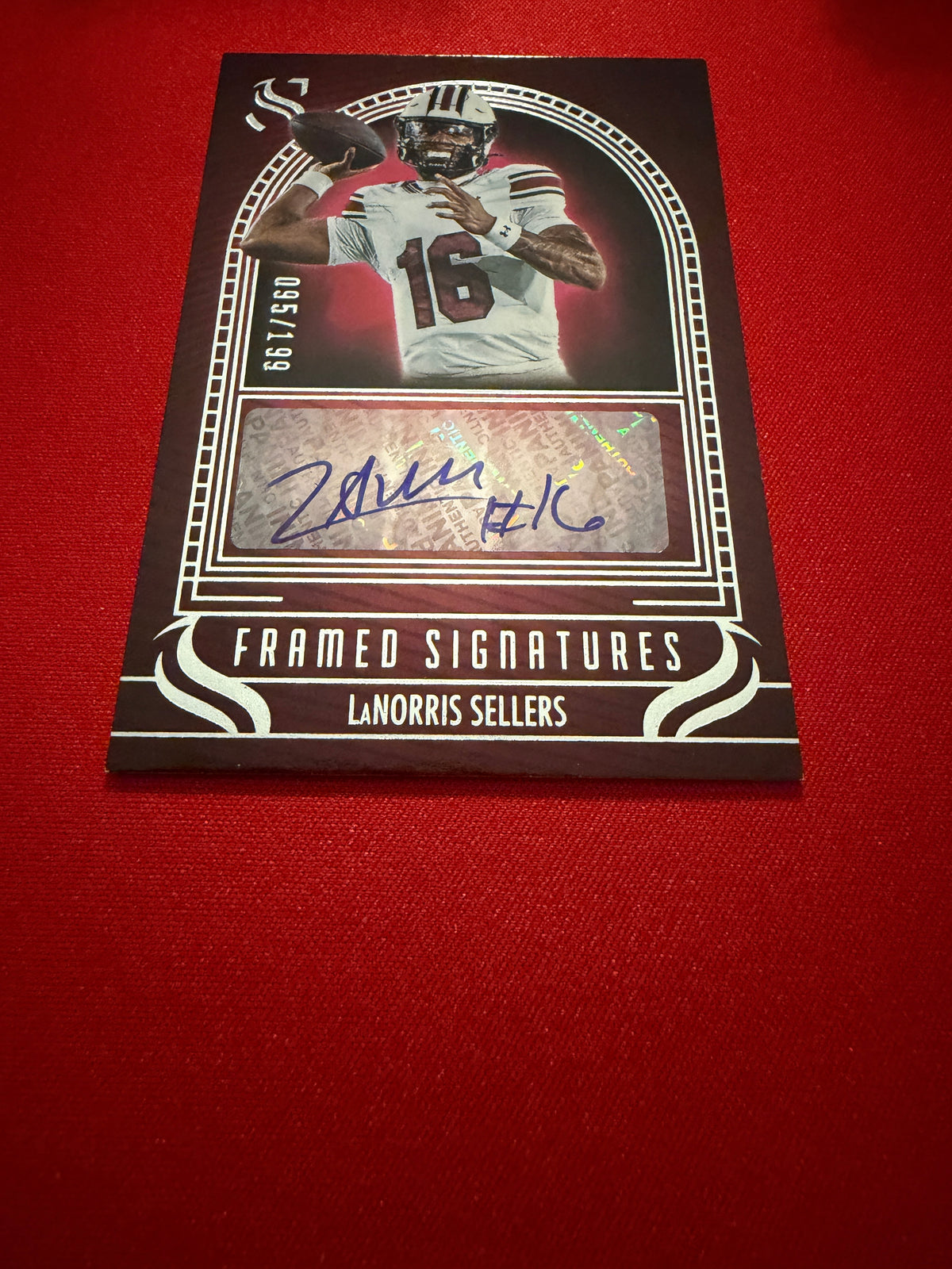 LaNorris Sellers 2025 Panini Silhouette Football Framed Signatures /199
