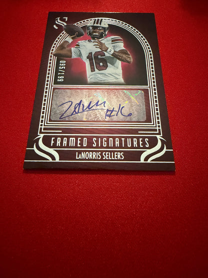LaNorris Sellers 2025 Panini Silhouette Football Framed Signatures /199