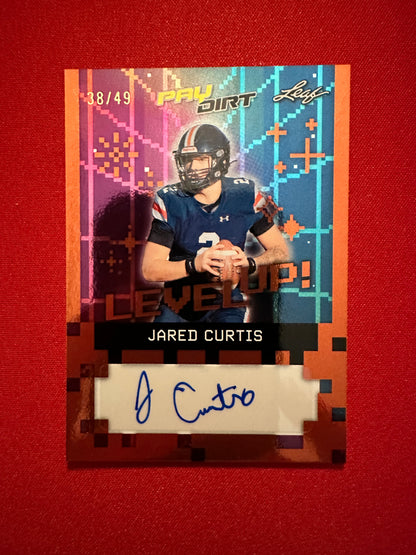 Jared Curtis 2026 Leaf Paydirt Football "Level Up!" Orange Autograph /49