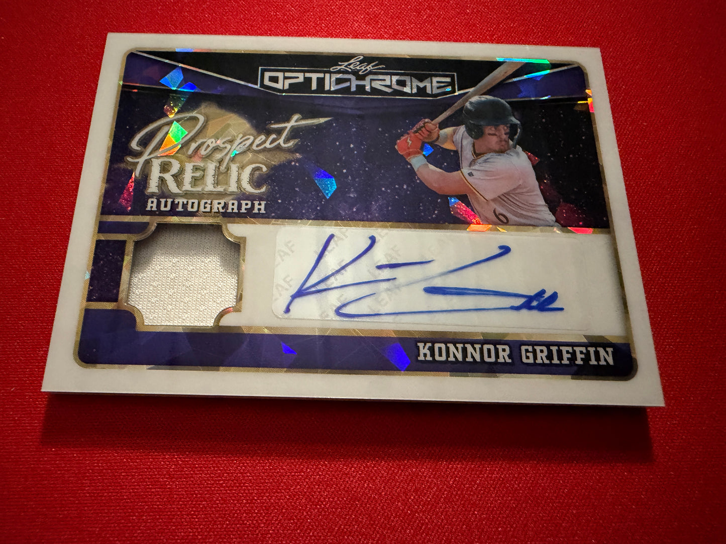 Konnor Griffin 2025 Leaf Optichrome Baseball Prospect Relic Auto Purple Crystal /5