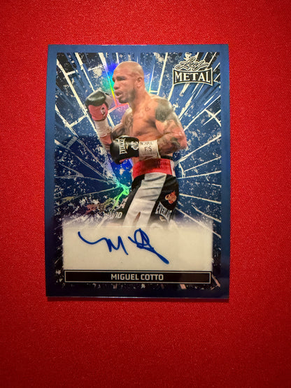 Miguel Cotto 2026 Leaf Metal Ring Kings Breaking Through Auto Blue 6/6 Bookend