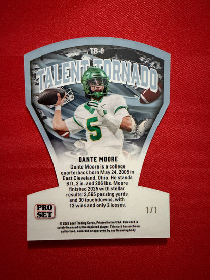 2026 Leaf Pro Set Metal Football Dante Moore Talent Tornado Red 1/1
