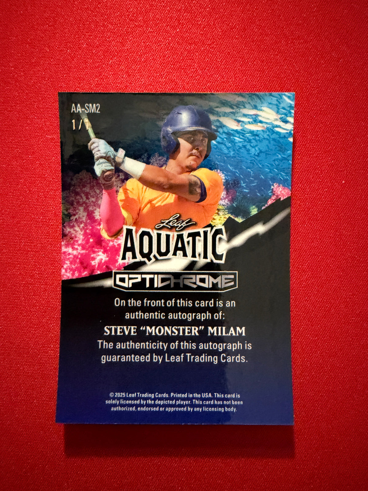 Steve Milam 2025 Leaf Optichrome Aquatic Auto Great White Shark Super Gold 1/1