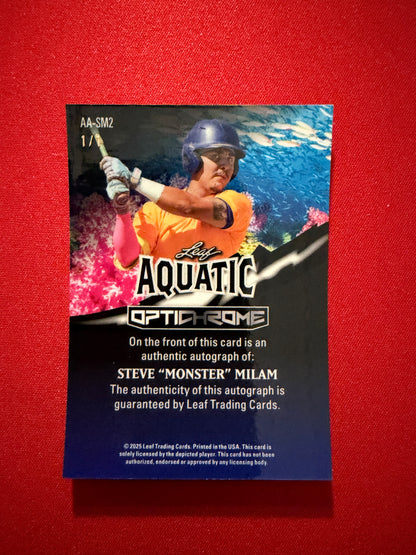 Steve Milam 2025 Leaf Optichrome Aquatic Auto Great White Shark Super Gold 1/1