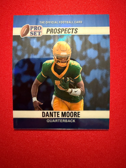 2026 Leaf Pro Set Metal Football Dante Moore 1990 Mini Blue 3/3 Bookend