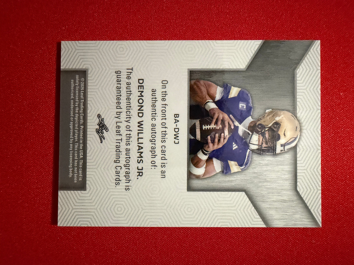 Demond Williams Jr. 2026 Leaf Trinity Football Base Auto Black Silver 1/1