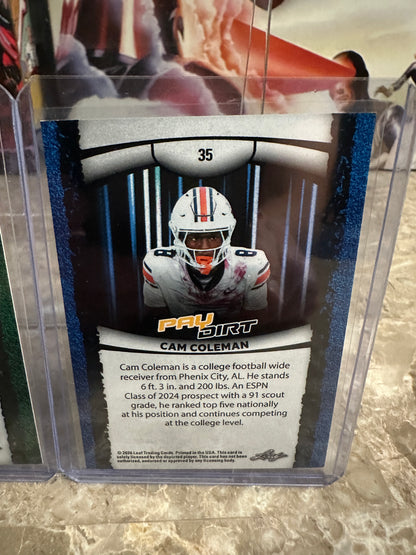 Cam Coleman 2026 Leaf Paydirt Football Two-Card Short-Print Parallel Lot