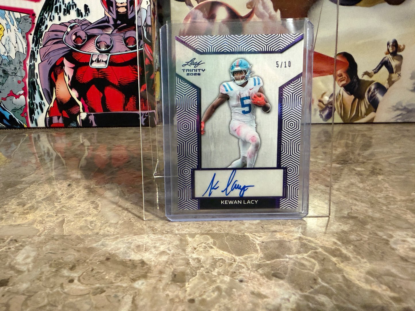 Kewan Lacy 2026 Leaf Trinity Football Base Auto Purple /10