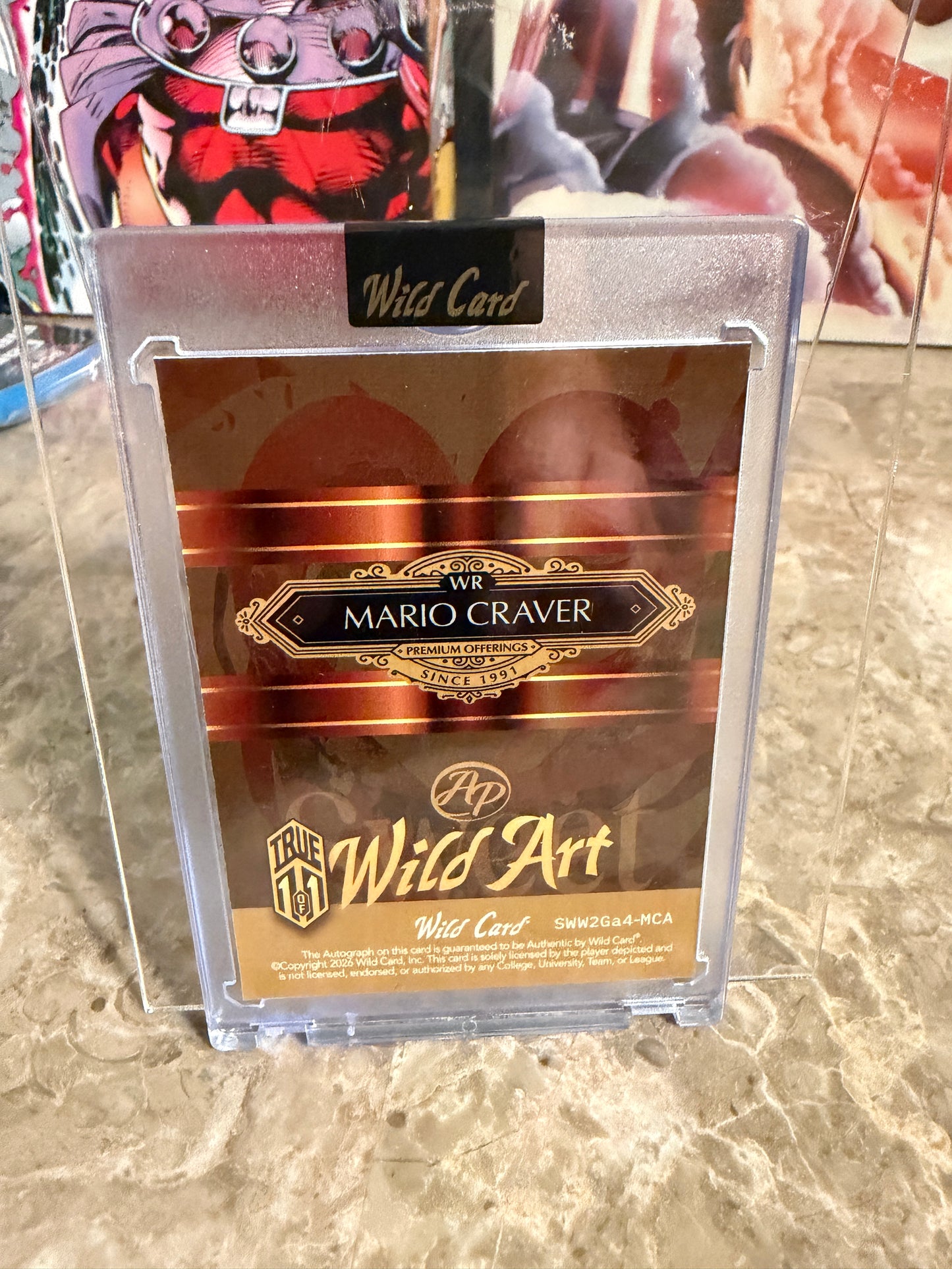 Mario Craver 2026 Wild Card Wild Art 1/1 Gold Vinyl Auto 2-Card Lot