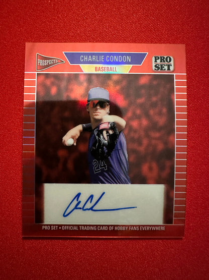 Charlie Condon 2026 Pro Set 1989 Mini Orange Prismatic Autograph 1/1
