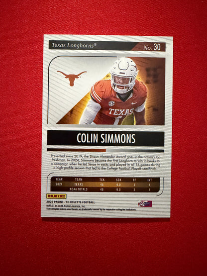 Colin Simmons 2025 Panini Silhouette Football Base Bronze /49 #30