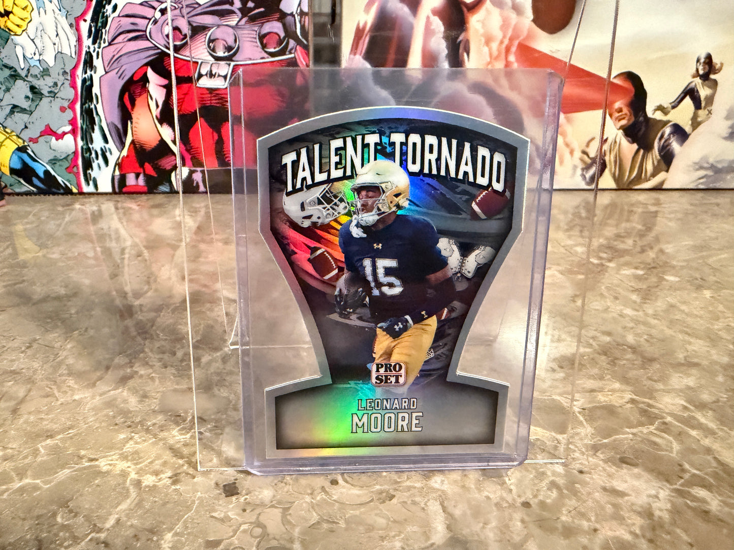 Leonard Moore 2026 Leaf Pro Set Metal Football Talent Tornado Silver /5