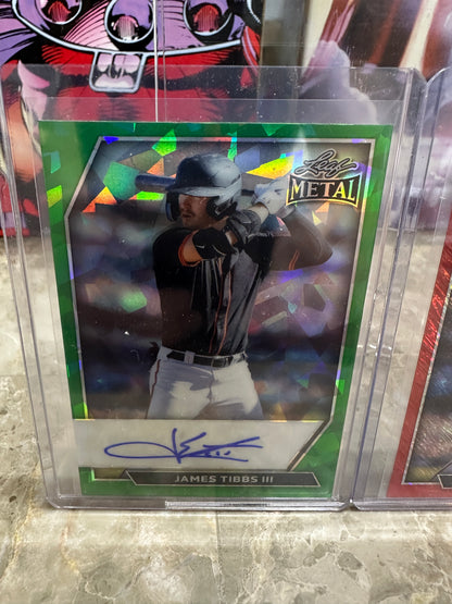 2026 Leaf Metal James Tibbs III AUTO 1/1 Green Crystal + Red Shimmer PROOF 1/1