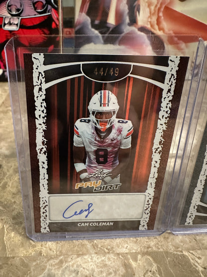 Cam Coleman 2026 Leaf Paydirt Football Two-Card Short-Print Parallel Lot