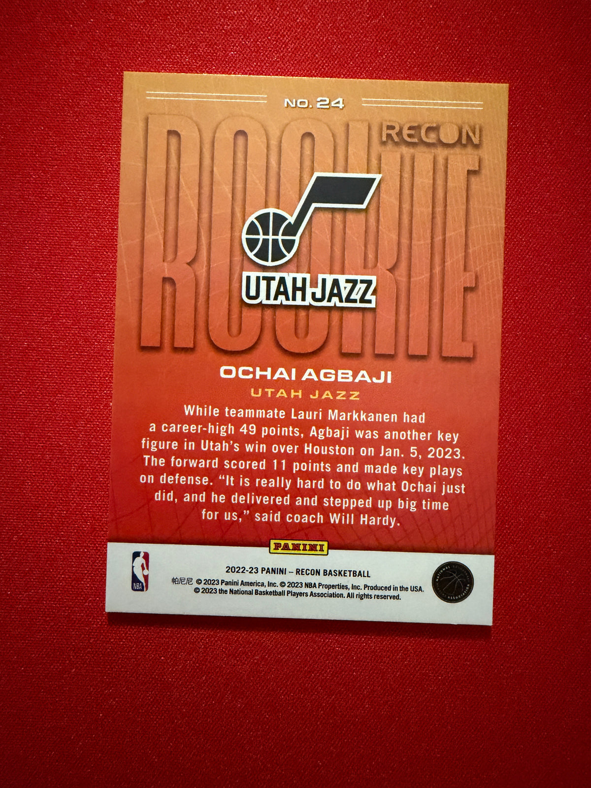 Ochai Agbaji 2022-23 Panini Recon Basketball Rookie Recon #24
