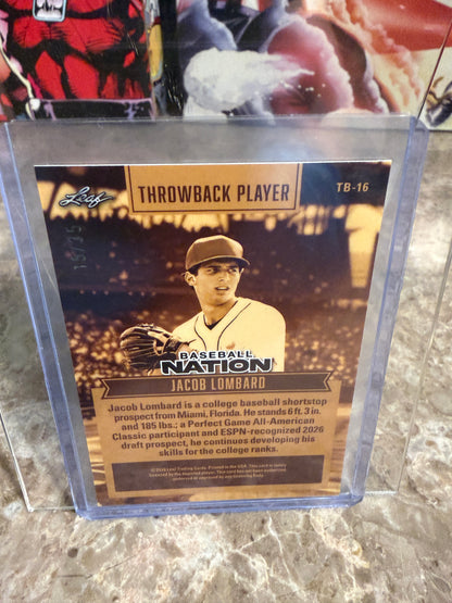 Jacob Lombard 2026 Leaf Baseball Nation 2-Card Lot Next 100 Throwback Player