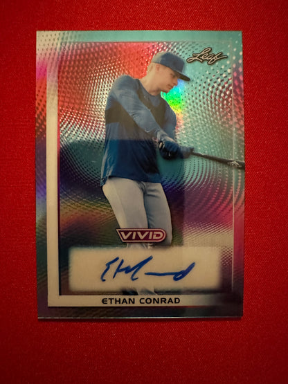 Ethan Conrad 2026 Leaf Vivid Teal Auto /35 Chicago Cubs 1st Round Pick