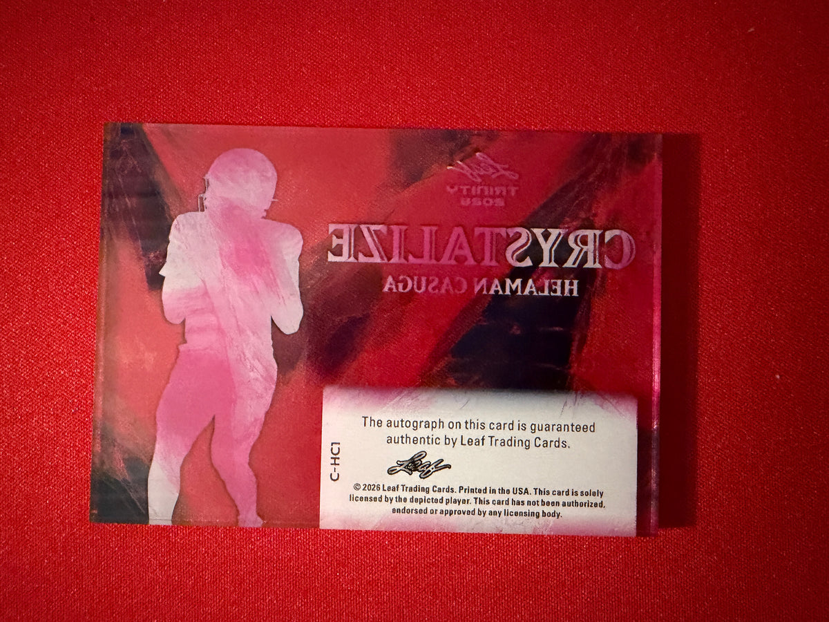Helaman Casuga 2026 Leaf Trinity Football Crystalize Auto Pink SSP