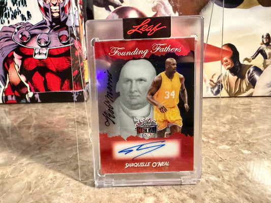 Shaquille O’Neal 2026 Leaf Metal Independence Day Founding Fathers Auto Red 1/1