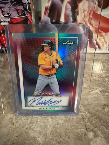 Nick Kurtz 2026 Leaf Vivid Teal Autograph 8/35 Athletics 2025 AL ROY Unanimous