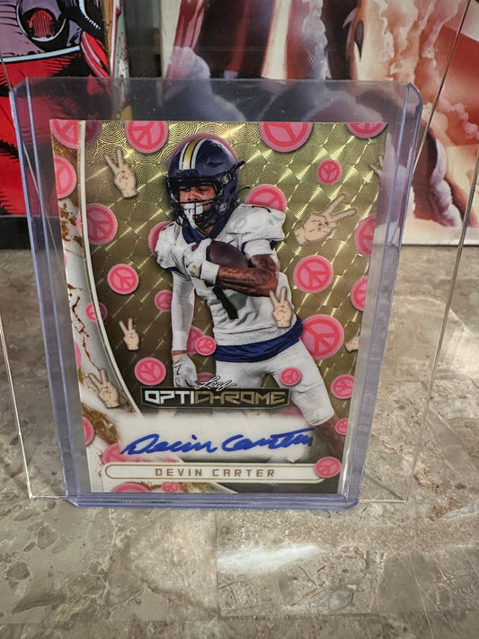 2026 Leaf Optichrome Devin Carter SUPER GOLD PRISMATIC PEACE AUTO 1/1 FSU WR