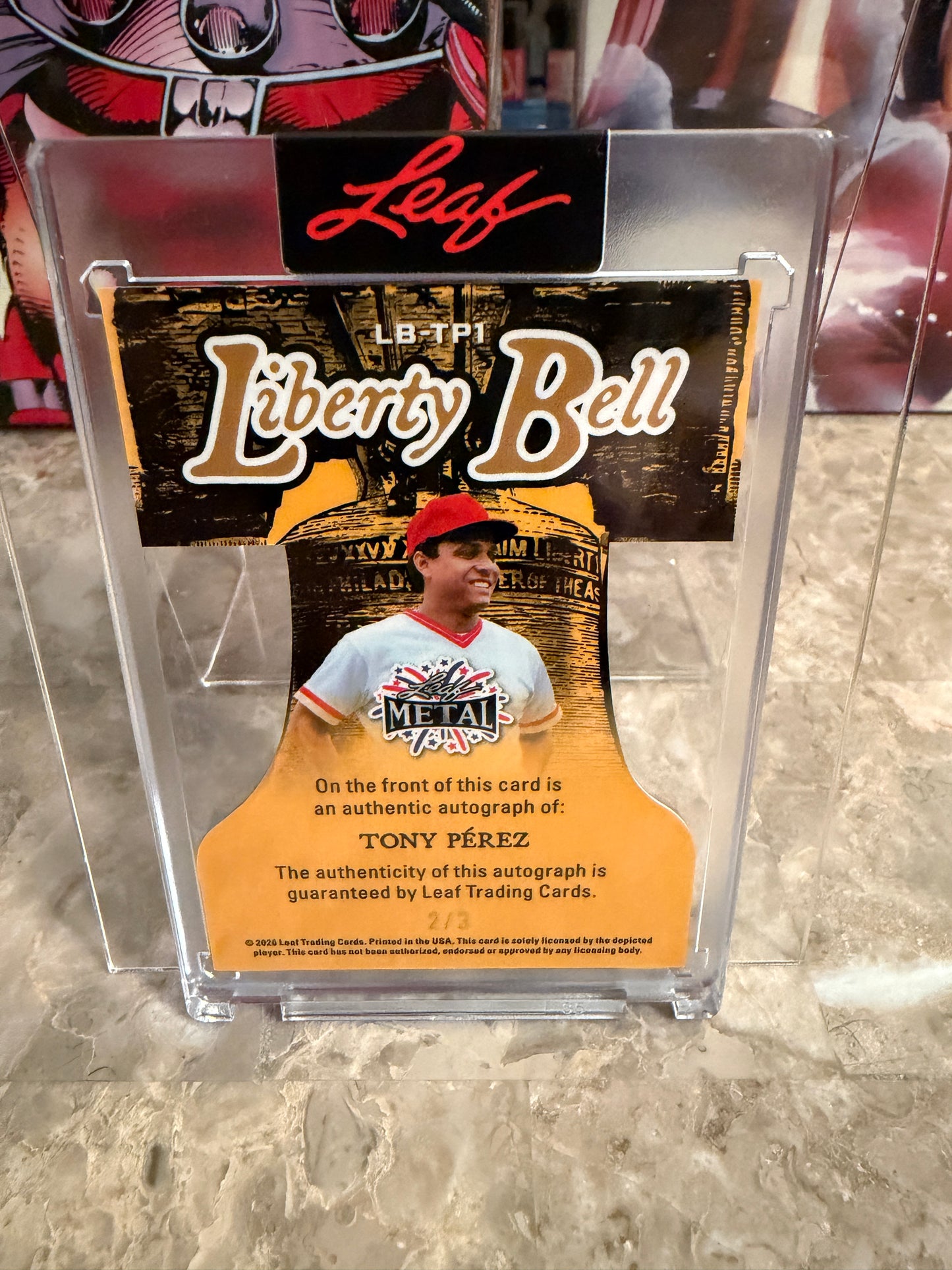Tony Perez 2026 Leaf Metal Independence Day Liberty Bell Autograph Blue Prismatic /3