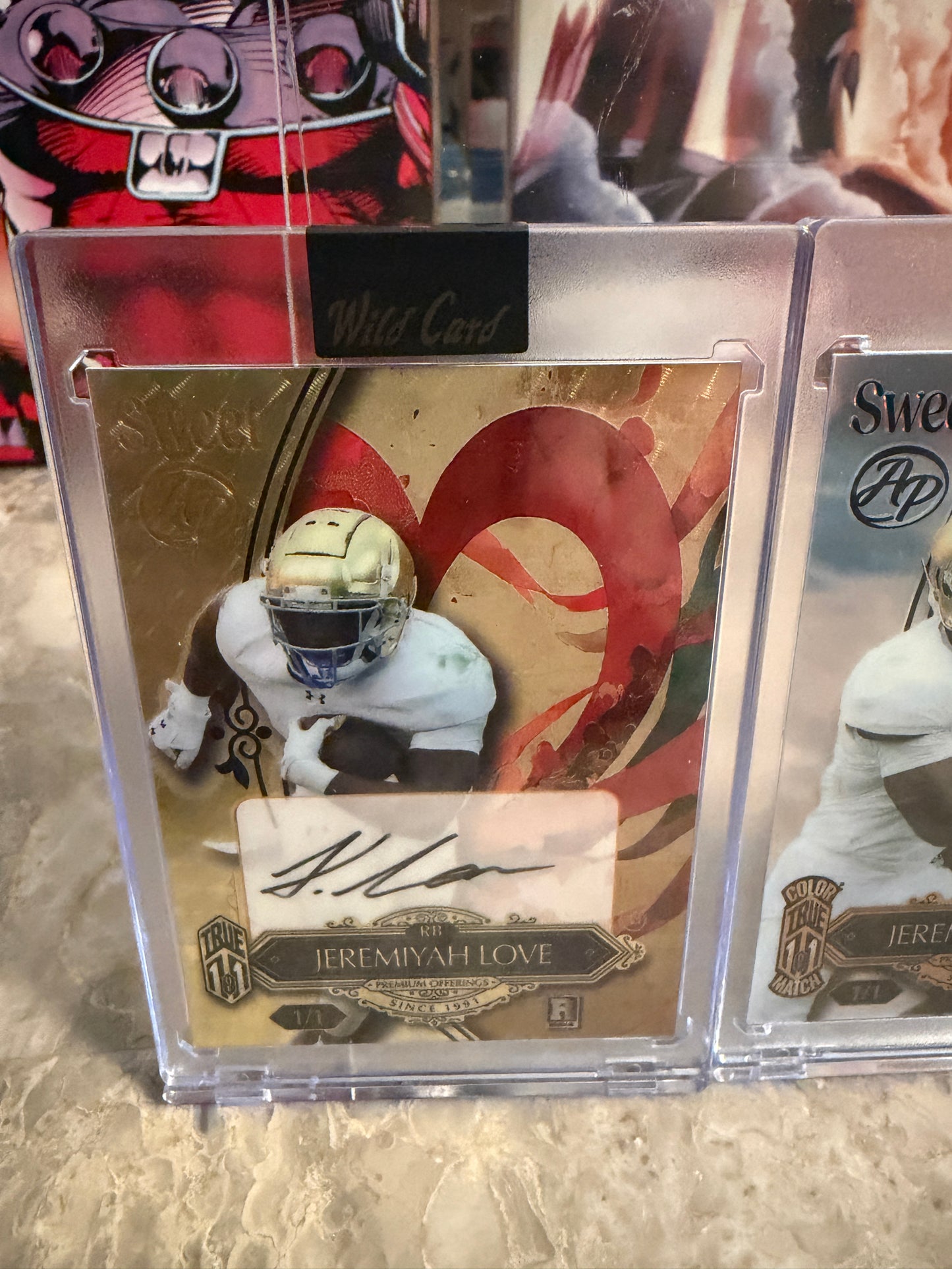 Jeremiyah Love 2026 Wild Card Wild Art 1/1 Gold Vinyl Color Match Two-Card Lot