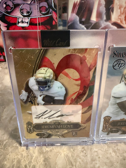 Jeremiyah Love 2026 Wild Card Wild Art 1/1 Gold Vinyl Color Match Two-Card Lot