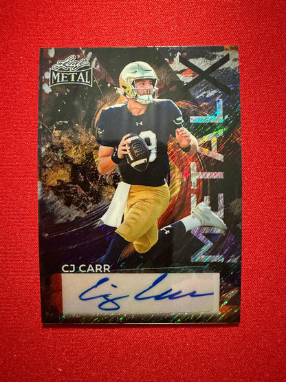 2026 Leaf Metal Football CJ Carr Metal X Auto Black Shimmer 1/1
