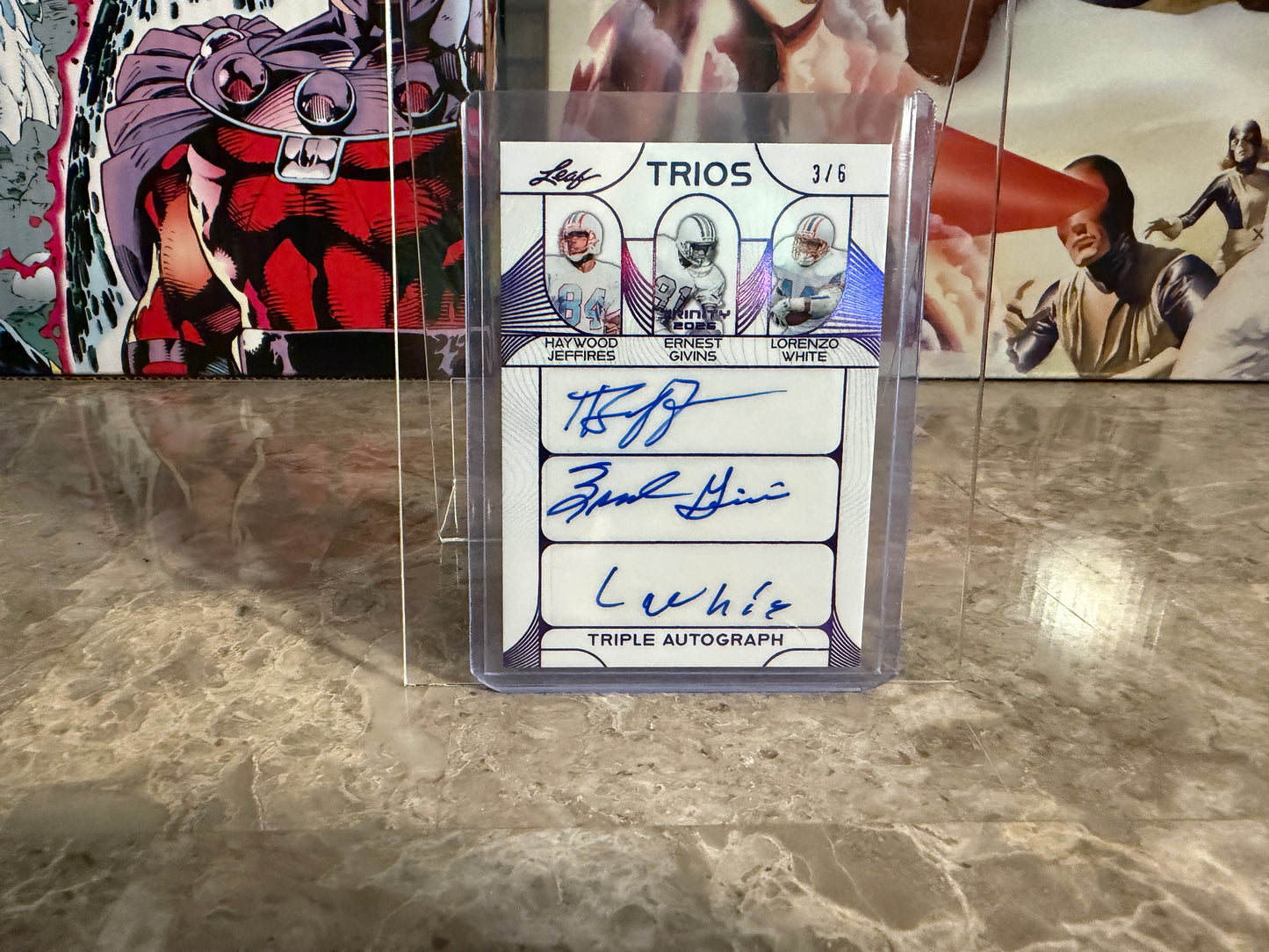 Jeffries Givins Lorenzo White 2026 Leaf Trinity Trios Triple Auto Oilers /6