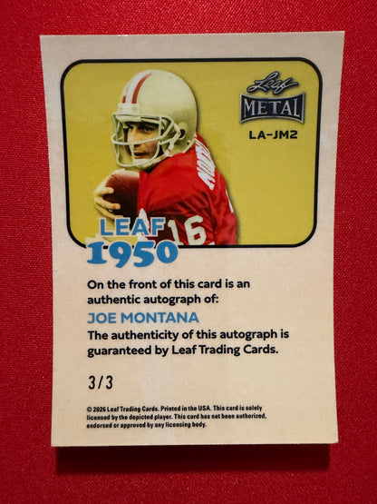 2026 Leaf Metal Football Joe Montana 1950 Green Prismatic 3/3