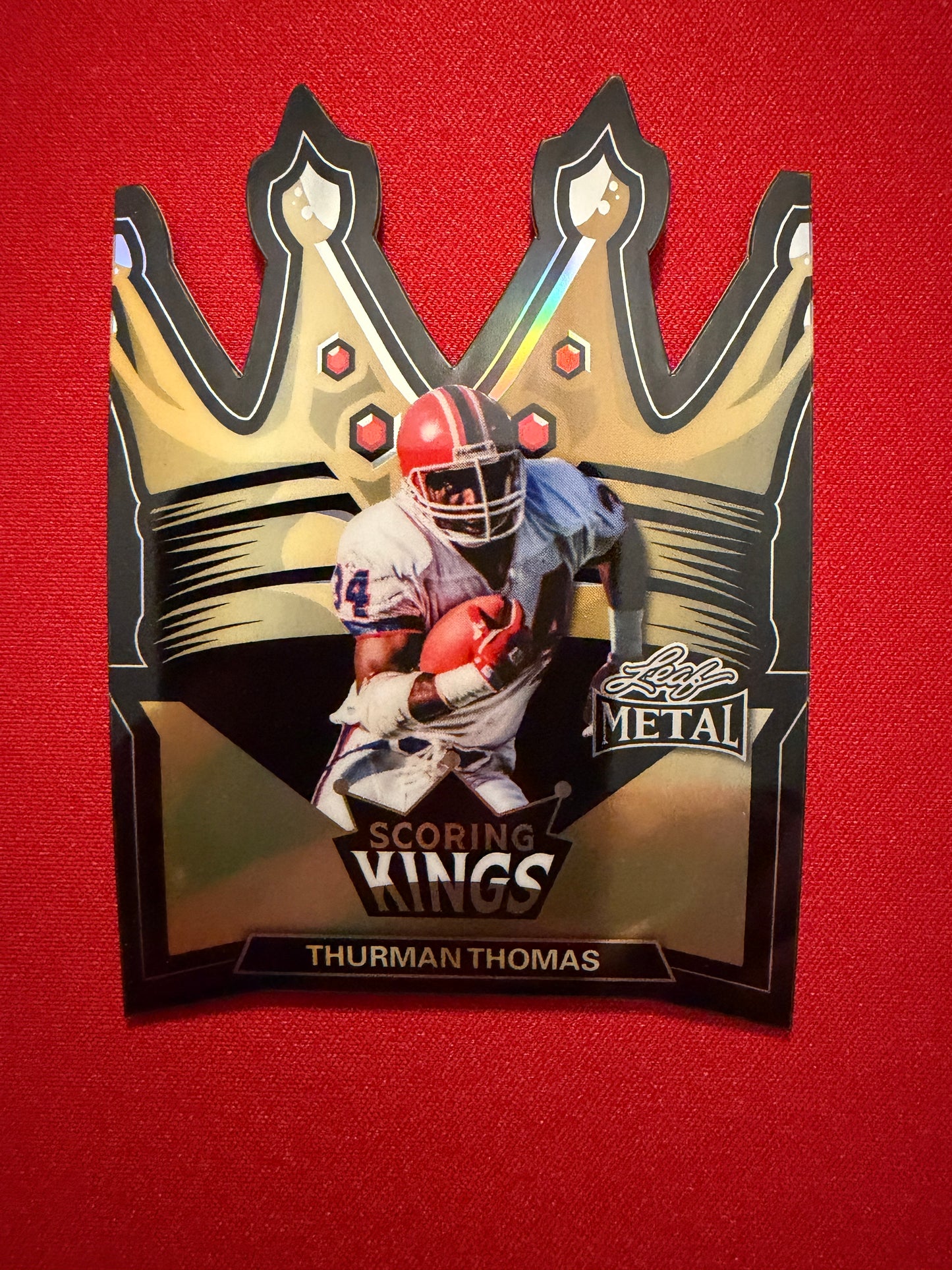 2026 Leaf Metal Football Scoring Kings Thurman Thomas Black Prismatic Die-Cut 1/1