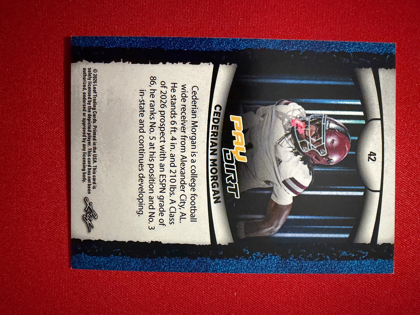 Cederian Morgan 2026 Leaf Paydirt Football Base Pink /75