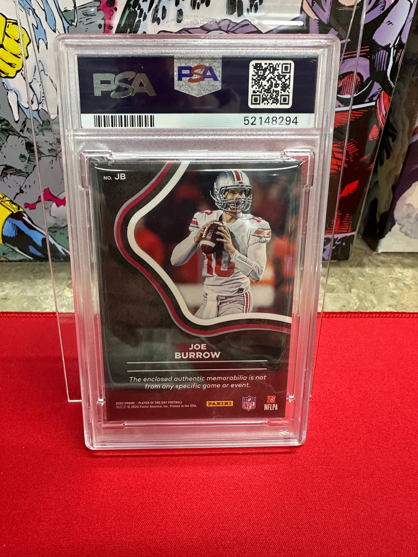 Joe Burrow #JB PSA Mint 9 /99 Player/Day Memorabilia OSU (2020 Panini)