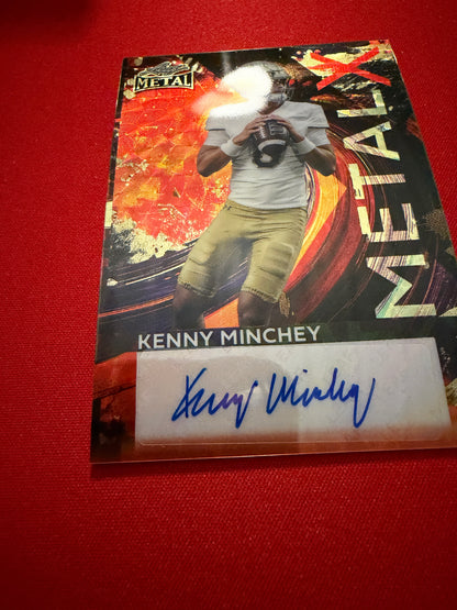 2026 Leaf Metal Football Kenny Minchey Auto Red Flood Super Prismatic 1/1