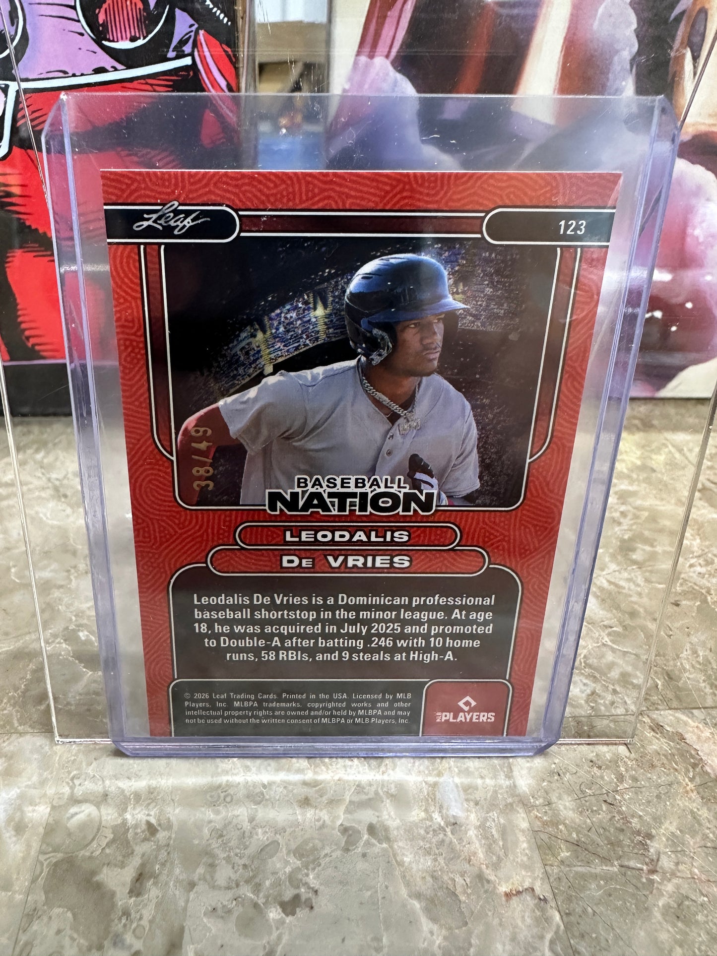 2026 Leaf Baseball Nation LEODALIS DE VRIES Blue Prismatic /49 Rare Prospect