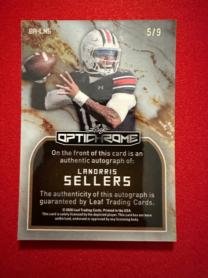 2026 Leaf Optichrome Football LaNorris Sellers Base Autograph Silver Shimmer /9