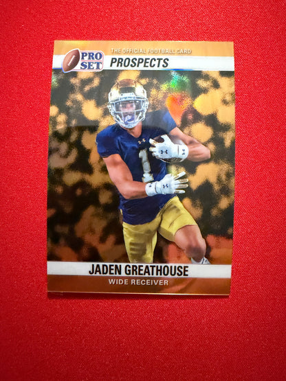 Jaden Greathouse 2026 Leaf Pro Set Metal Football 1990 Gold 1/1
