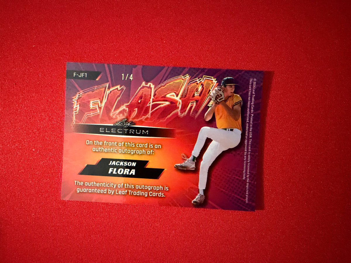 Jackson Flora 2026 Leaf Electrum Baseball Flash Auto Pink 1/4 Bookend