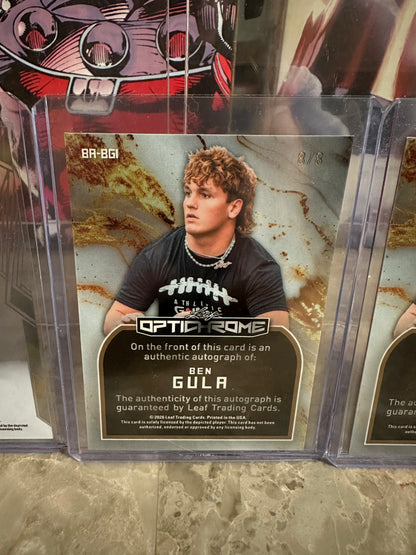 2026 Leaf Optichrome Ben Gula Blue Prismatic Auto /5 & Platinum Crystal Auto /8 Lot