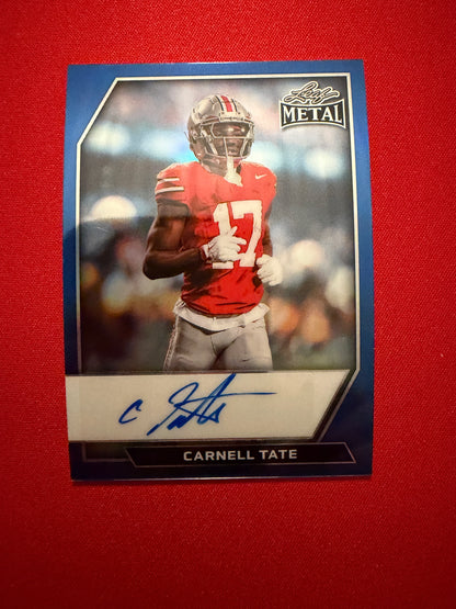 2026 Leaf Metal Football Carnell Tate Auto Blue Prismatic /5