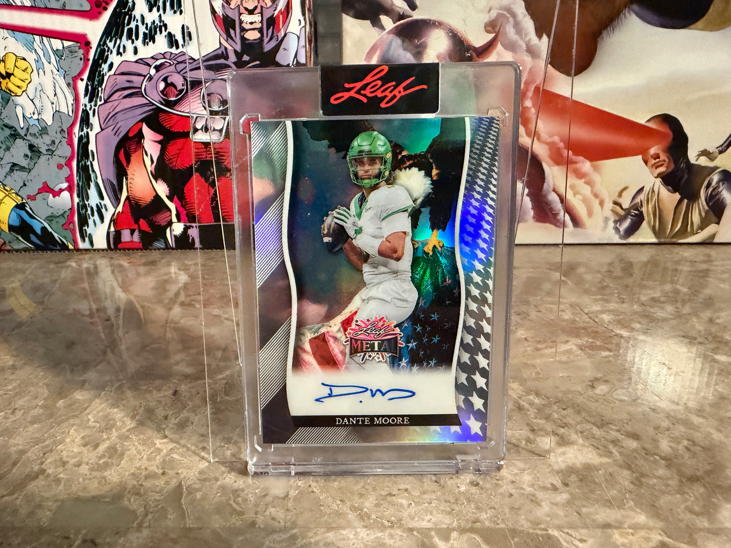 Dante Moore 2026 Leaf Metal Independence Day Base Auto Bald Eagle /7