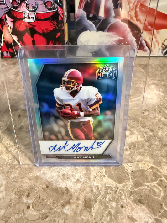 2026 Leaf Metal Football Art Monk Silver Prismatic On-Card Auto /10