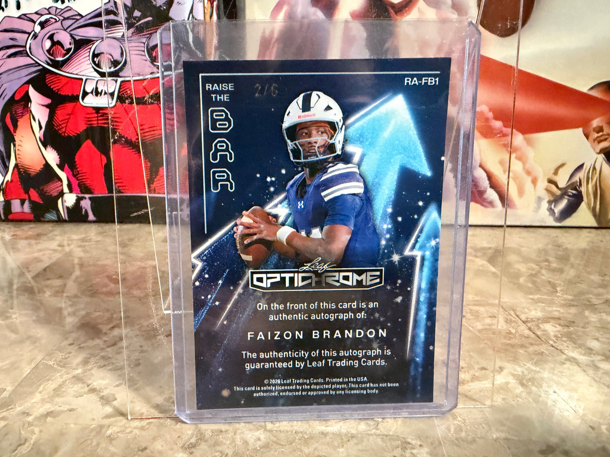 2026 Leaf Optichrome Football Faizon Brandon Raise The Bar Auto Pink Crystal /6