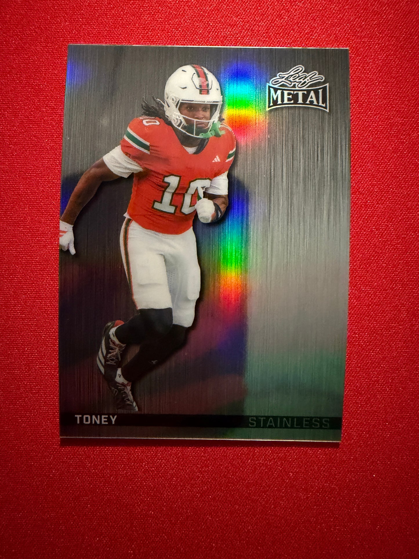 Malachi Toney 2026 Leaf Metal Football Silver Prismatic Stainless 9/12