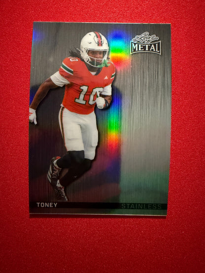 Malachi Toney 2026 Leaf Metal Football Silver Prismatic Stainless 9/12